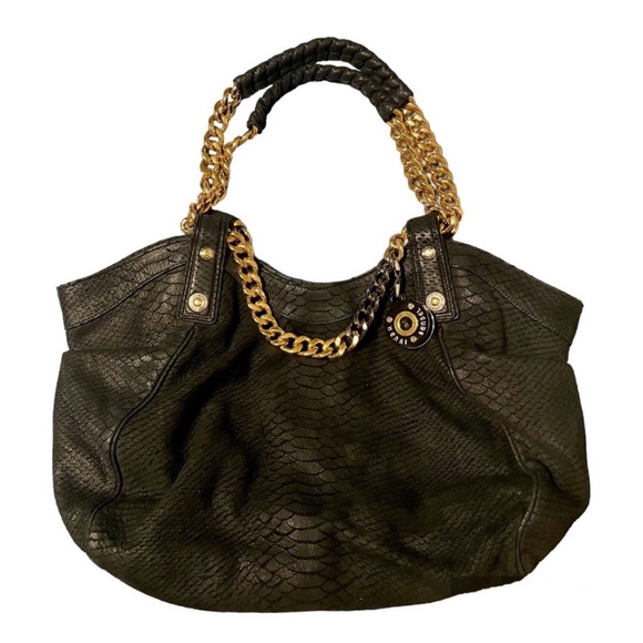 Henri Bendel Purse Milliner Shopper -black embossed leather